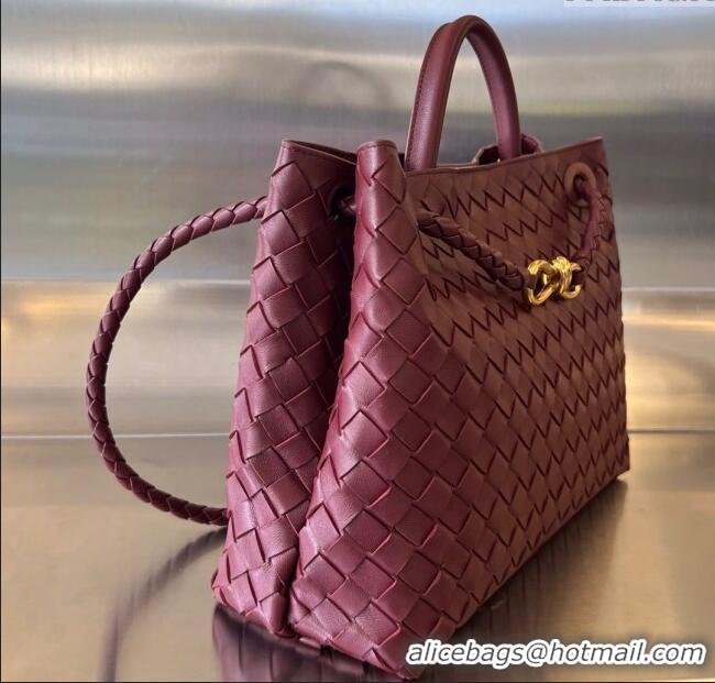Good Product Bottega Veneta Medium Andiamo Top Handle Bag in Intrecciato Leather 743572 Dark Burgundy 2025