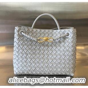 Famous Brand Bottega Veneta Medium Andiamo Top Handle Bag in Intrecciato Leather 743572 Agate Grey 2025