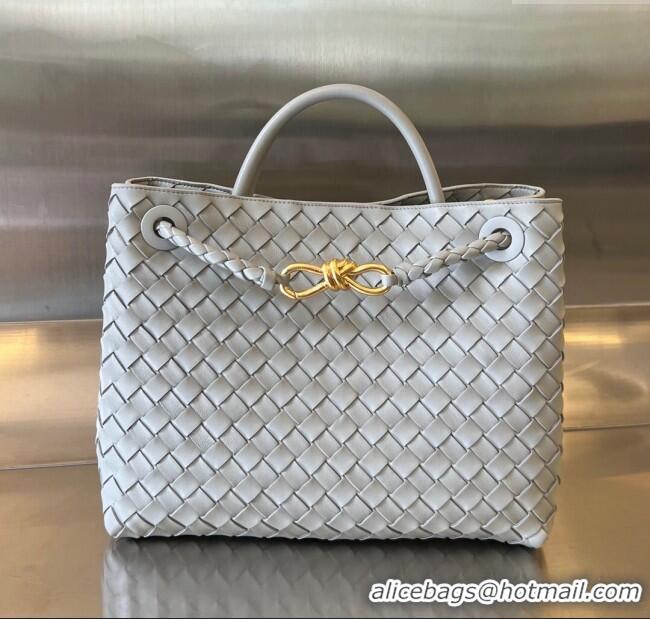 Famous Brand Bottega Veneta Medium Andiamo Top Handle Bag in Intrecciato Leather 743572 Agate Grey 2025