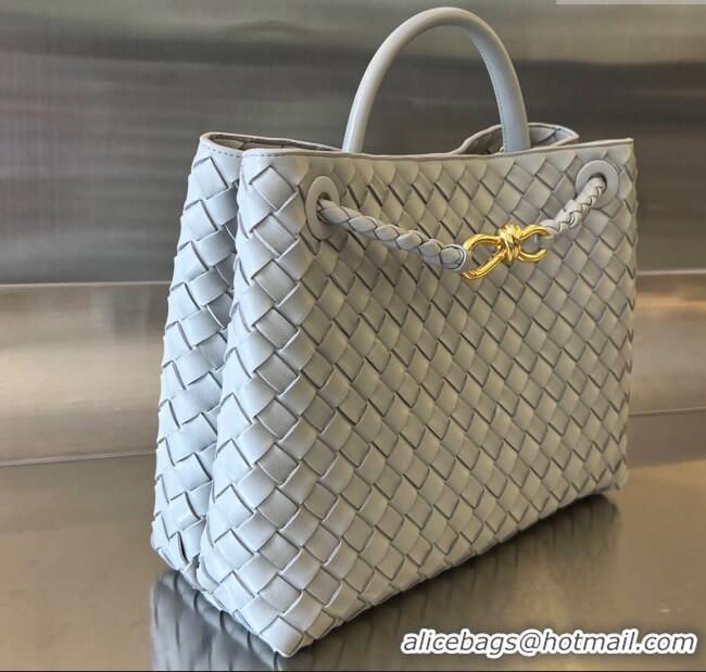 Famous Brand Bottega Veneta Medium Andiamo Top Handle Bag in Intrecciato Leather 743572 Agate Grey 2025