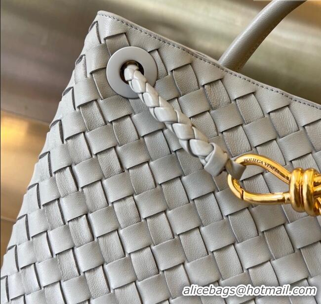 Famous Brand Bottega Veneta Medium Andiamo Top Handle Bag in Intrecciato Leather 743572 Agate Grey 2025