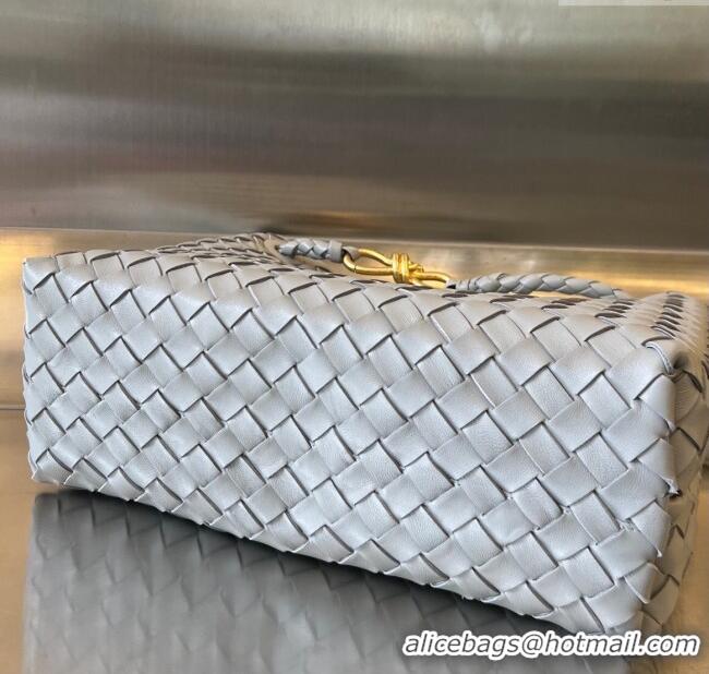 Famous Brand Bottega Veneta Medium Andiamo Top Handle Bag in Intrecciato Leather 743572 Agate Grey 2025