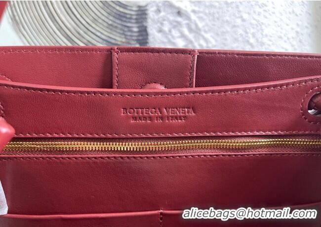 Good Product Bottega Veneta Small Andiamo Top Handle Bag in Raffia Straw and Leather 743568 Red 2025