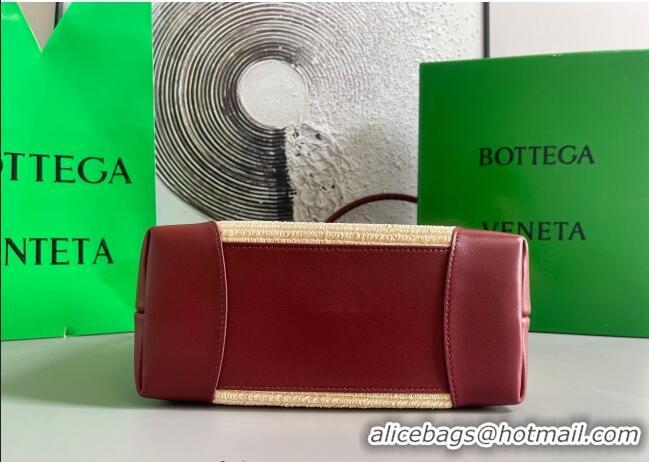Good Product Bottega Veneta Small Andiamo Top Handle Bag in Raffia Straw and Leather 743568 Red 2025