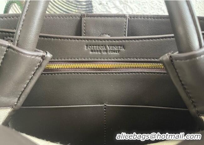 Promotional Bottega Veneta Small Andiamo Top Handle Bag in Raffia Straw and Leather 743568 Black 2025