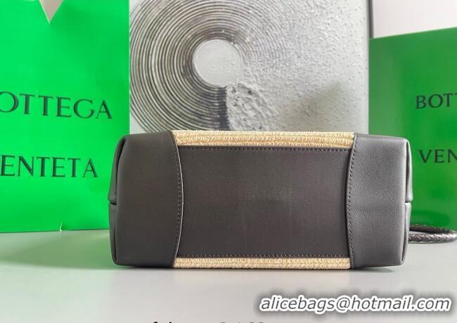 Promotional Bottega Veneta Small Andiamo Top Handle Bag in Raffia Straw and Leather 743568 Black 2025