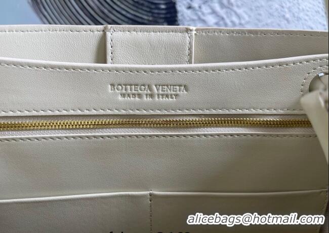 Top Grade Bottega Veneta Small Andiamo Top Handle Bag in Raffia Straw and Leather 743568 Sea Sault 2025