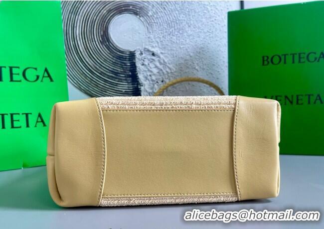 Good Looking Bottega Veneta Small Andiamo Top Handle Bag in Raffia Straw and Leather 743568 Yellow 2025