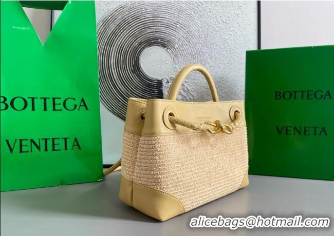 Good Looking Bottega Veneta Small Andiamo Top Handle Bag in Raffia Straw and Leather 743568 Yellow 2025