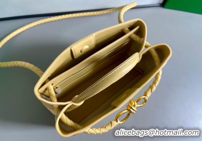 Good Looking Bottega Veneta Small Andiamo Top Handle Bag in Raffia Straw and Leather 743568 Yellow 2025