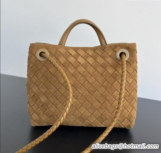 Discount Bottega Veneta Small Andiamo Top Handle Bag in Intrecciato Suede 743568 Taupe Brown 2025