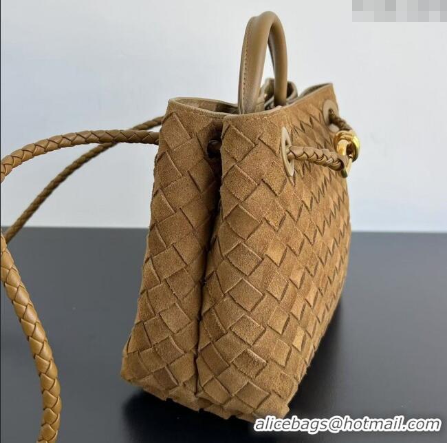 Discount Bottega Veneta Small Andiamo Top Handle Bag in Intrecciato Suede 743568 Taupe Brown 2025