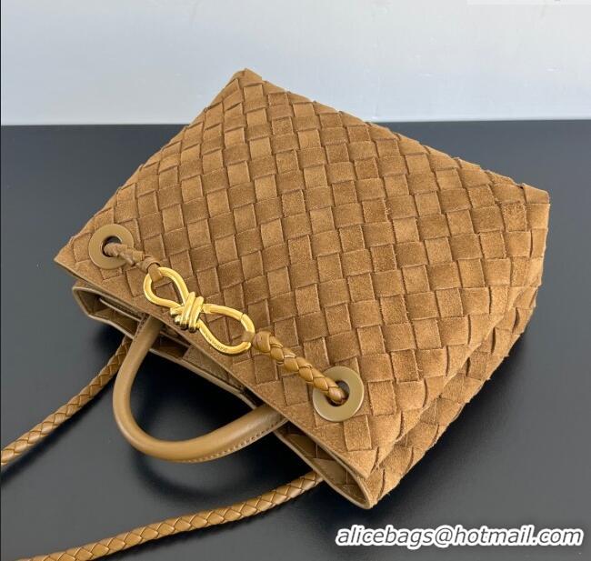Discount Bottega Veneta Small Andiamo Top Handle Bag in Intrecciato Suede 743568 Taupe Brown 2025