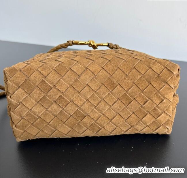 Discount Bottega Veneta Small Andiamo Top Handle Bag in Intrecciato Suede 743568 Taupe Brown 2025