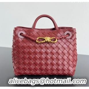 Most Popular Bottega Veneta Small Andiamo Top Handle Bag in Intrecciato Leather 743568 Sapele Red 2025