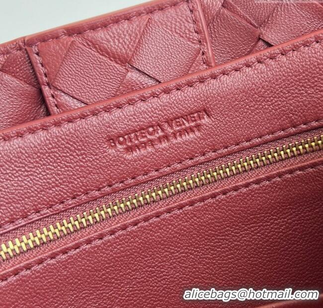 Most Popular Bottega Veneta Small Andiamo Top Handle Bag in Intrecciato Leather 743568 Sapele Red 2025