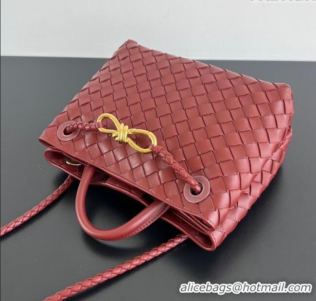 Most Popular Bottega Veneta Small Andiamo Top Handle Bag in Intrecciato Leather 743568 Sapele Red 2025