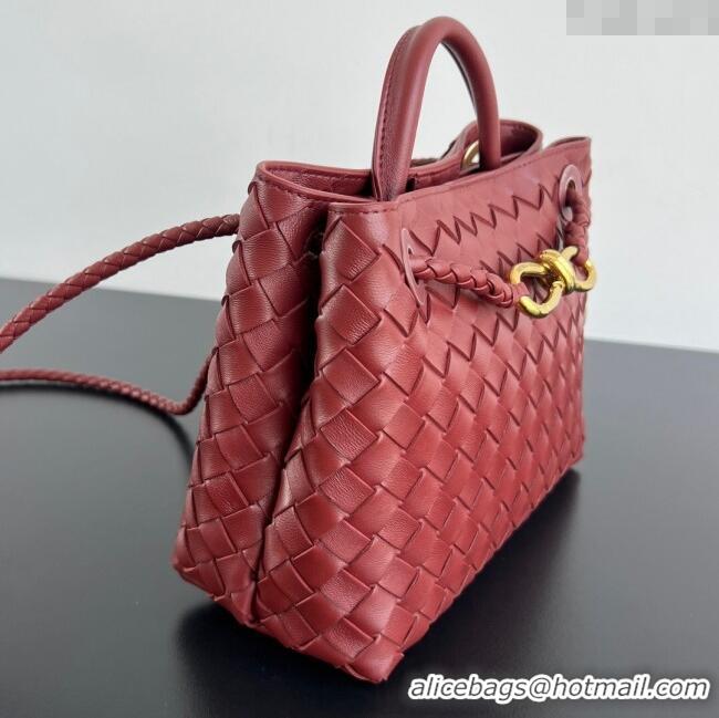 Most Popular Bottega Veneta Small Andiamo Top Handle Bag in Intrecciato Leather 743568 Sapele Red 2025