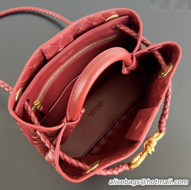 Most Popular Bottega Veneta Small Andiamo Top Handle Bag in Intrecciato Leather 743568 Sapele Red 2025