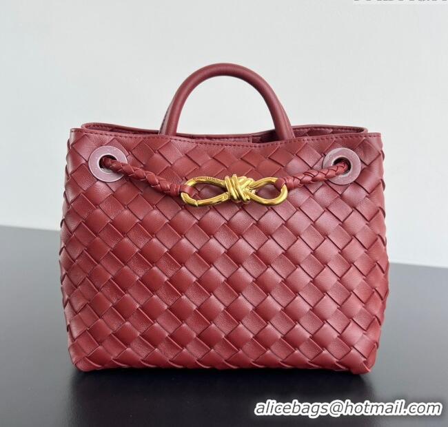 Most Popular Bottega Veneta Small Andiamo Top Handle Bag in Intrecciato Leather 743568 Sapele Red 2025