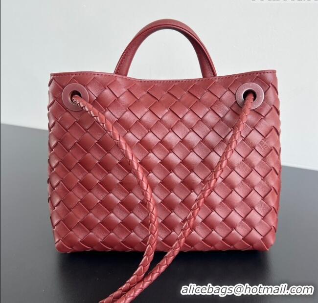 Most Popular Bottega Veneta Small Andiamo Top Handle Bag in Intrecciato Leather 743568 Sapele Red 2025