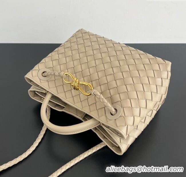 Super Quality Bottega Veneta Small Andiamo Top Handle Bag in Intrecciato Leather 743568 Dusty Beige 2025