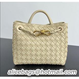 Well Crafted Bottega Veneta Small Andiamo Top Handle Bag in Intrecciato Leather 743568 Light Cream Yellow 2025