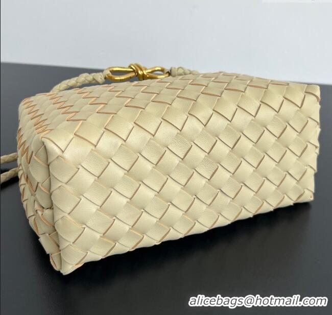 Well Crafted Bottega Veneta Small Andiamo Top Handle Bag in Intrecciato Leather 743568 Light Cream Yellow 2025