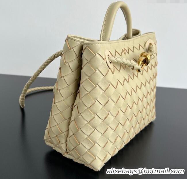 Well Crafted Bottega Veneta Small Andiamo Top Handle Bag in Intrecciato Leather 743568 Light Cream Yellow 2025