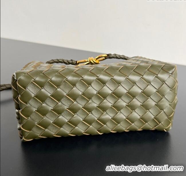 Top Grade Bottega Veneta Small Andiamo Top Handle Bag in Intrecciato Leather 743568 Dark Mustard Green 2025