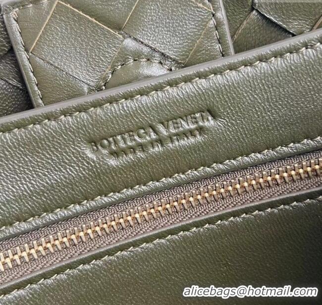 Top Grade Bottega Veneta Small Andiamo Top Handle Bag in Intrecciato Leather 743568 Dark Mustard Green 2025