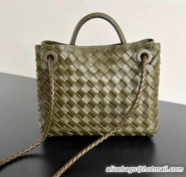 Top Grade Bottega Veneta Small Andiamo Top Handle Bag in Intrecciato Leather 743568 Dark Mustard Green 2025