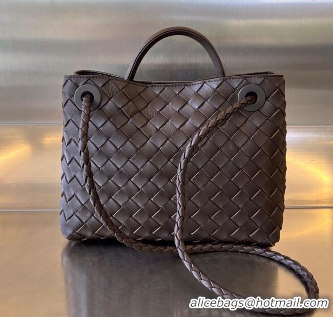 Luxury Cheap Bottega Veneta Small Andiamo Top Handle Bag in Intrecciato Leather 743568 Fondant Brown 2025