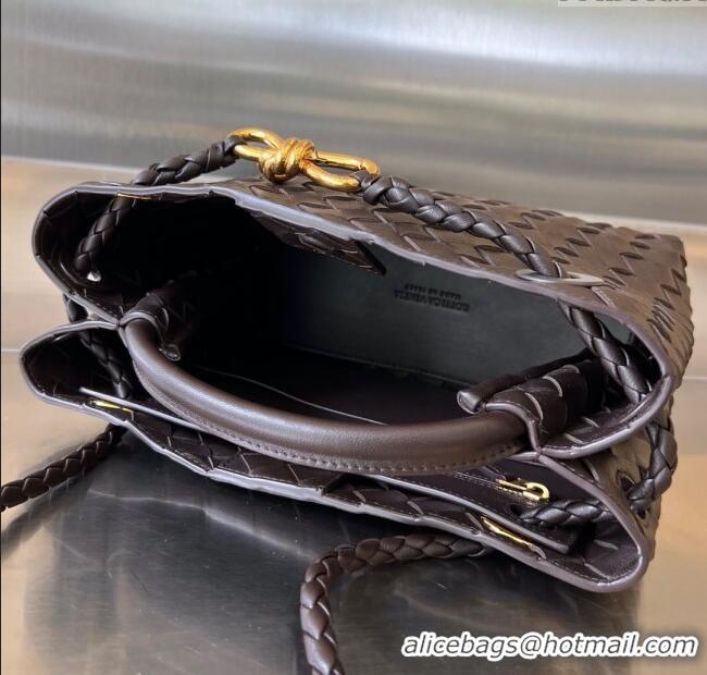 Luxury Cheap Bottega Veneta Small Andiamo Top Handle Bag in Intrecciato Leather 743568 Fondant Brown 2025