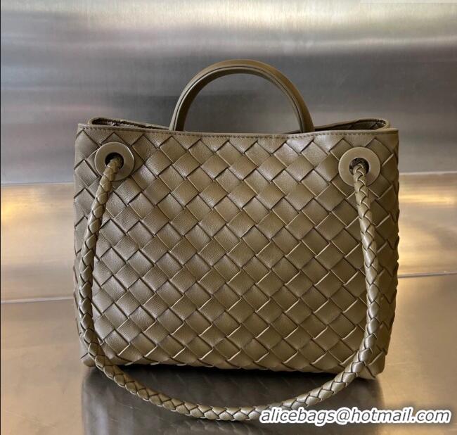 Best Price Bottega Veneta Small Andiamo Top Handle Bag in Intrecciato Leather 743568 Soil 2025