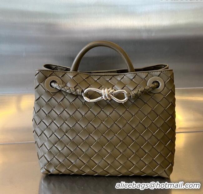 Best Price Bottega Veneta Small Andiamo Top Handle Bag in Intrecciato Leather 743568 Soil 2025