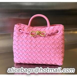 Luxury Cheap Bottega Veneta Small Andiamo Top Handle Bag in Intrecciato Leather 743568 Pink 2025
