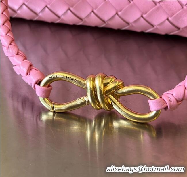 Luxury Cheap Bottega Veneta Small Andiamo Top Handle Bag in Intrecciato Leather 743568 Pink 2025