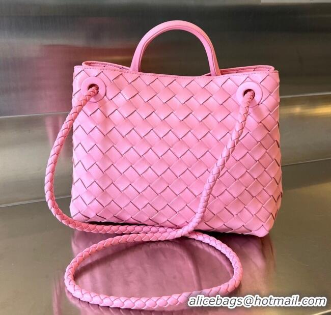 Luxury Cheap Bottega Veneta Small Andiamo Top Handle Bag in Intrecciato Leather 743568 Pink 2025
