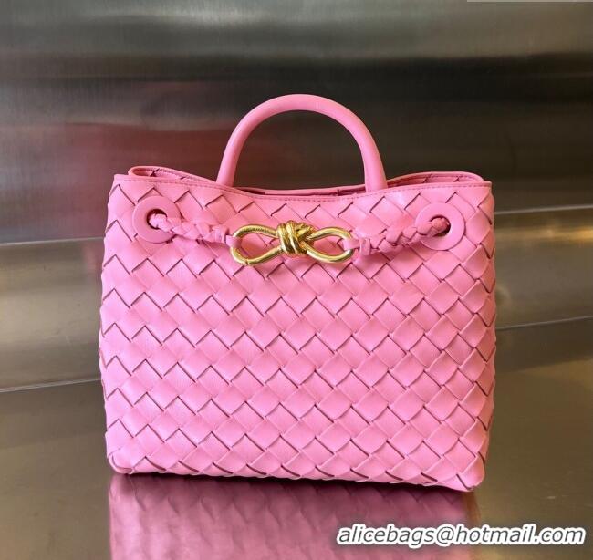 Luxury Cheap Bottega Veneta Small Andiamo Top Handle Bag in Intrecciato Leather 743568 Pink 2025