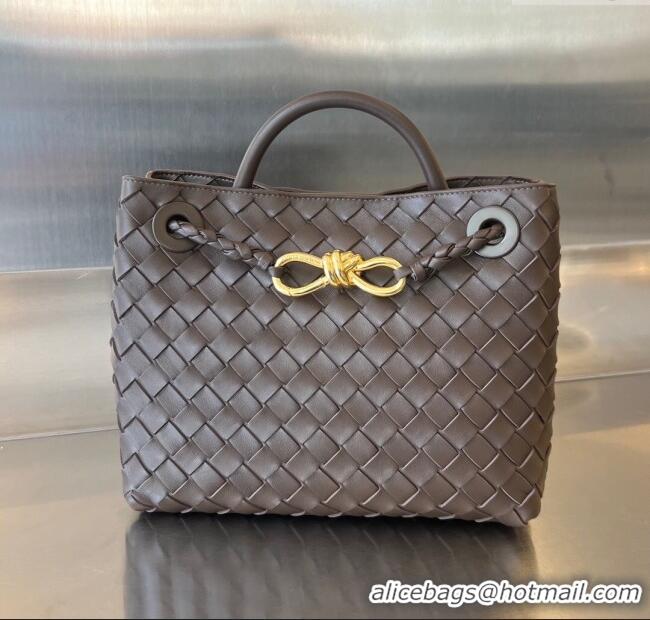 Top Grade Bottega Veneta Small Andiamo Top Handle Bag in Intrecciato Leather 743568 Chocolate 2025