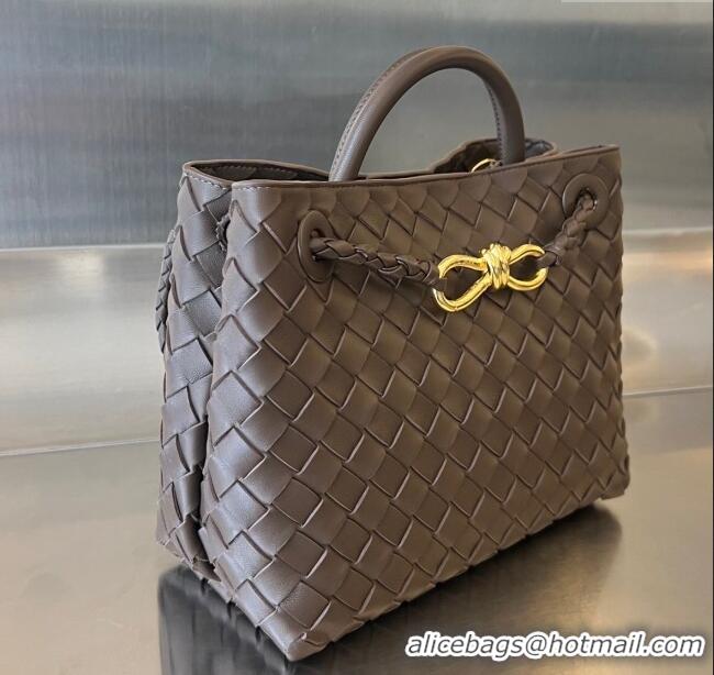 Top Grade Bottega Veneta Small Andiamo Top Handle Bag in Intrecciato Leather 743568 Chocolate 2025