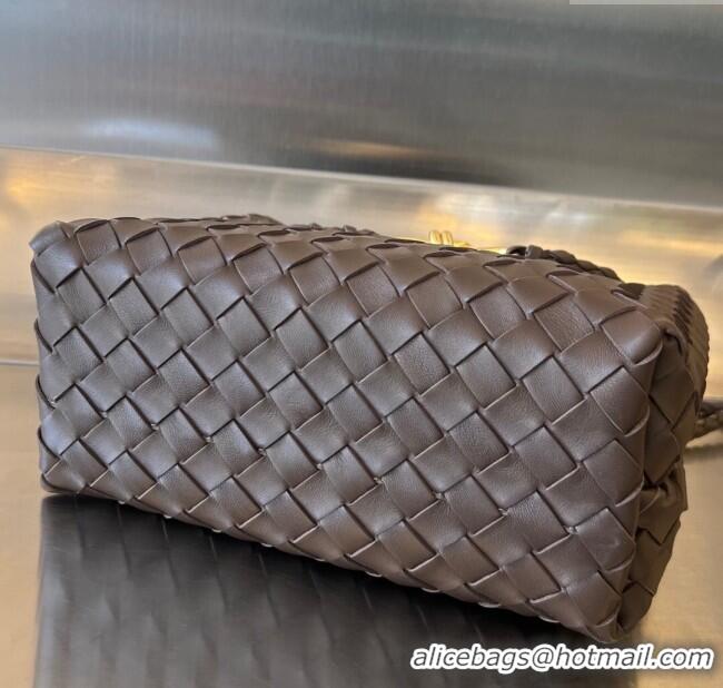 Top Grade Bottega Veneta Small Andiamo Top Handle Bag in Intrecciato Leather 743568 Chocolate 2025