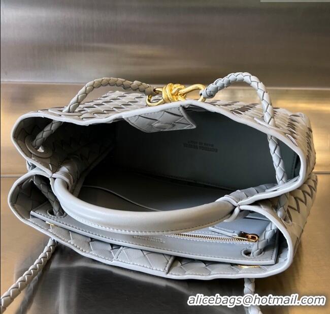 Good Quality Bottega Veneta Small Andiamo Top Handle Bag in Intrecciato Leather 743568 Agate Grey 2025