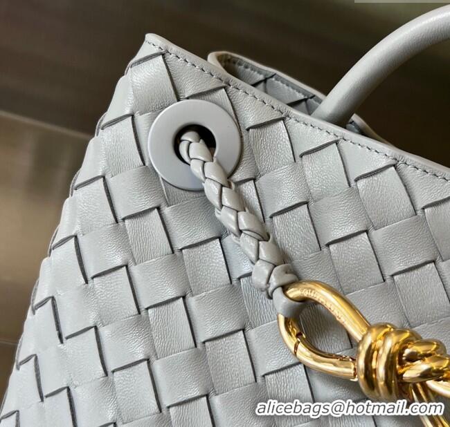 Good Quality Bottega Veneta Small Andiamo Top Handle Bag in Intrecciato Leather 743568 Agate Grey 2025