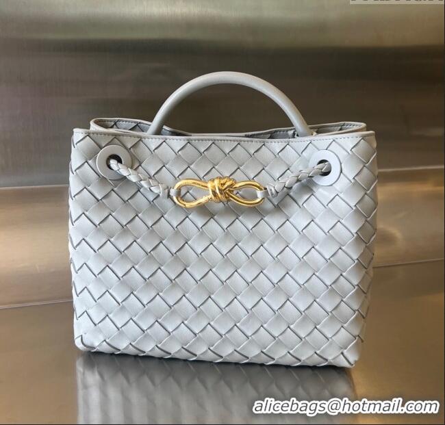 Good Quality Bottega Veneta Small Andiamo Top Handle Bag in Intrecciato Leather 743568 Agate Grey 2025