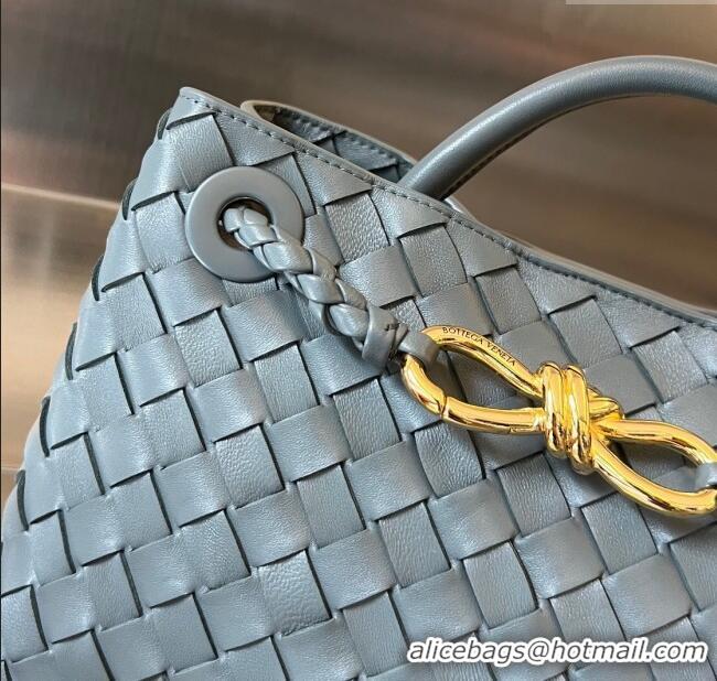 Top Design Bottega Veneta Small Andiamo Top Handle Bag in Intrecciato Leather 743568 Slate Grey 2025