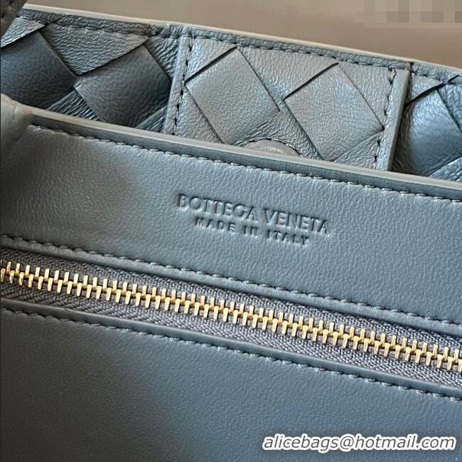 Top Design Bottega Veneta Small Andiamo Top Handle Bag in Intrecciato Leather 743568 Slate Grey 2025