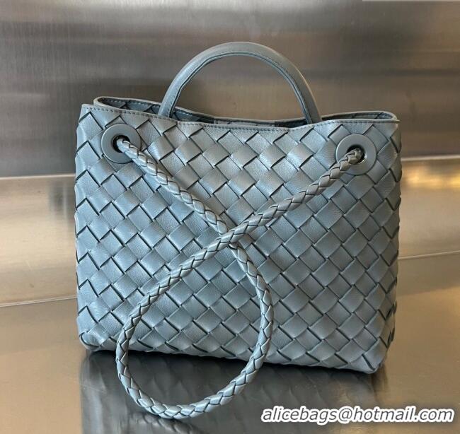 Top Design Bottega Veneta Small Andiamo Top Handle Bag in Intrecciato Leather 743568 Slate Grey 2025