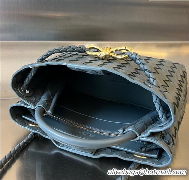 Top Design Bottega Veneta Small Andiamo Top Handle Bag in Intrecciato Leather 743568 Slate Grey 2025